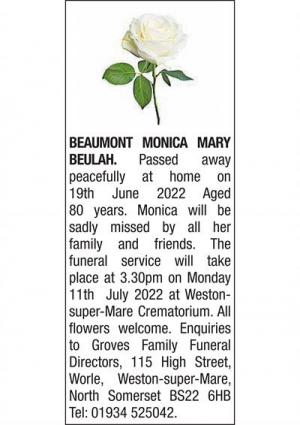 MONICA MARY BEULAH BEAUMONT