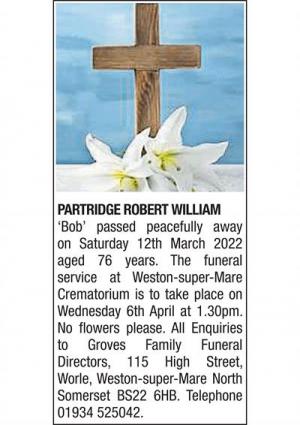 ROBERT WILLIAM 'BOB' PARTRIDGE