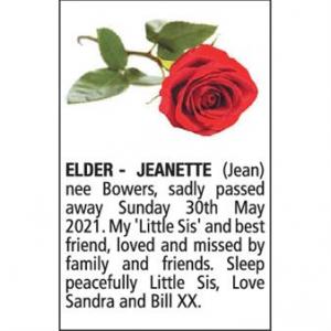 JEANETTE (JEAN) ELDER NEE BOWERS