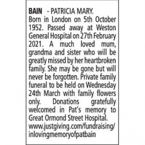 PATRICIA MARY BAIN