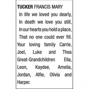 FRANCIS MARY TUCKER