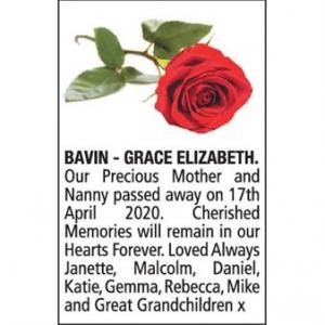 GRACE ELIZABETH BAVIN